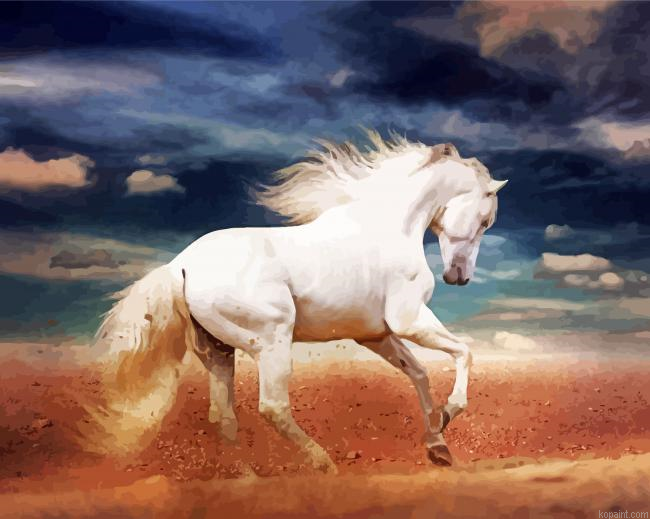 Beautiful White Andalusian Horse Painting By Numberss.png