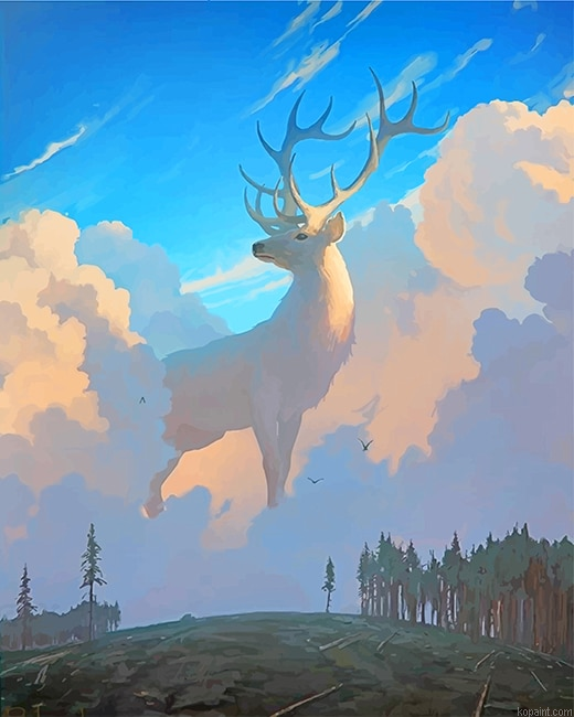 Beautiful White Deer New Painting By Numberss.png