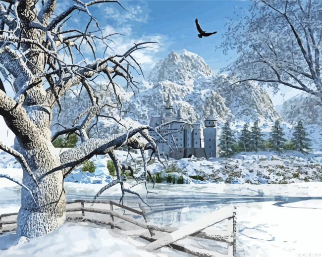 Beautiful Winter Scene Painting By Numberss.png