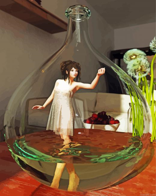 Beautiful Woman On Bottle Painting By Numberss.png