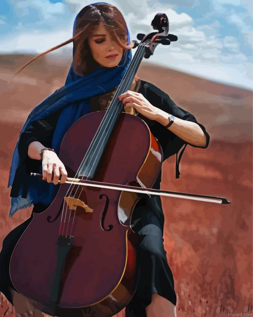 Beautiful Woman Playing Cello Painting By Numberss.png