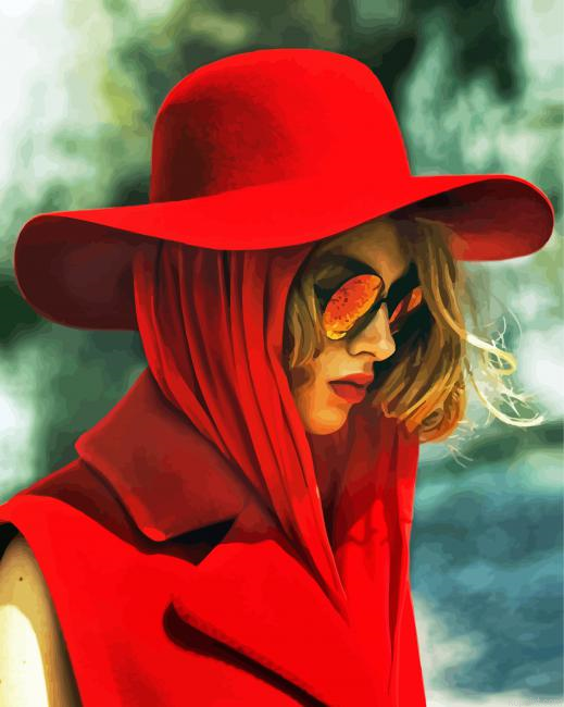 Beautiful Woman With Red Hat Paint By Numbers