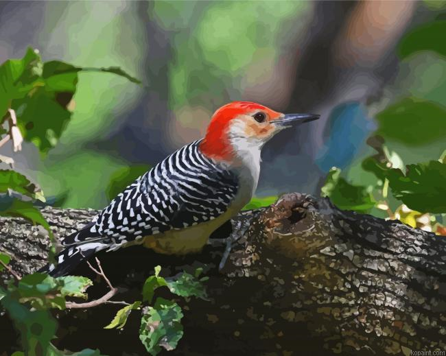 Beautiful Woodpecker Bird Painting By Numberss.png
