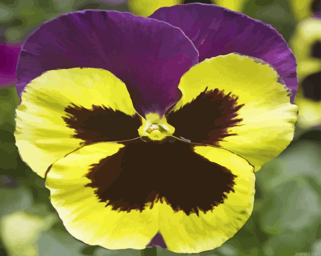 Beautiful Yellow And Purple Flower Painting By Numberss.png