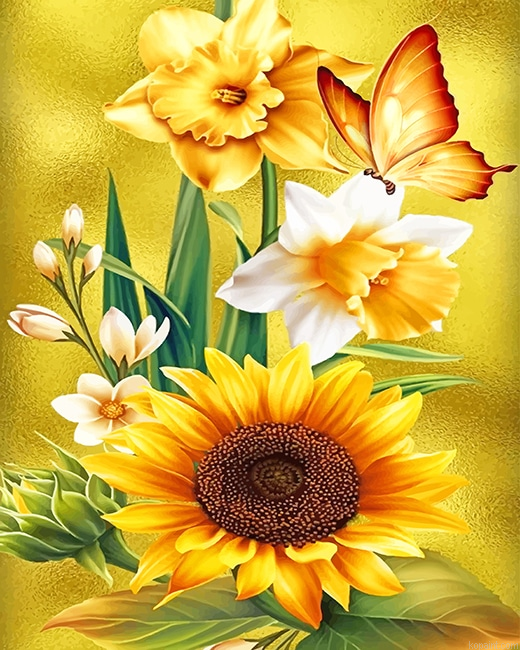Beautiful Yellow Flowers New Painting By Numberss.png
