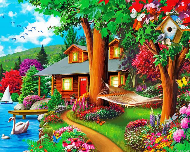 Beautoful Landscape And Swans Painting By Numberss.png