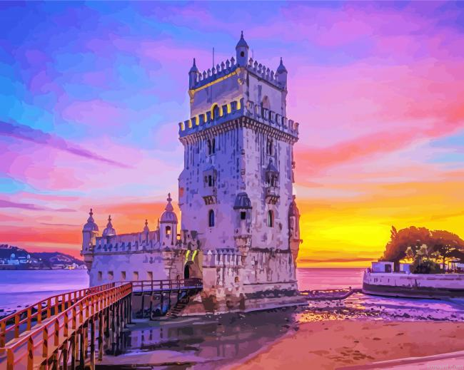 Belem Tower At Sunset In Portugal Lisbon Paint By Numbers.png