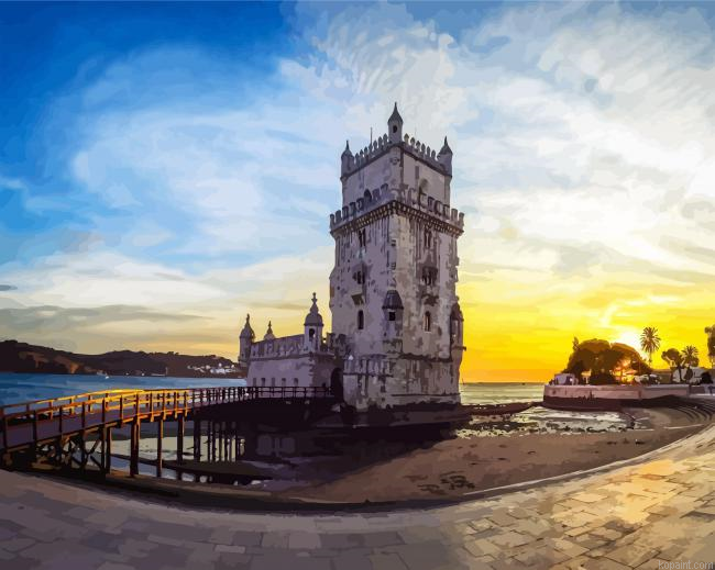 Belem Tower At Sunset Time Paint By Numbers.png