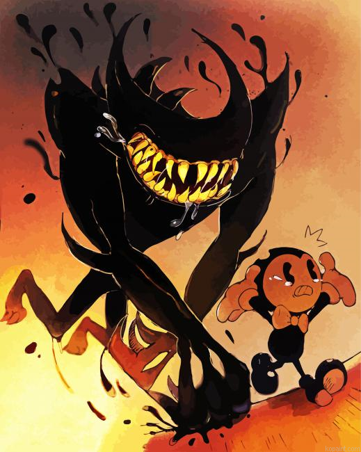 Bendy Running Away From The Monster Painting By Numberss.png