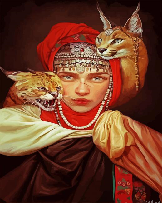 Berber Lady And Her Pet Painting By Numberss.png