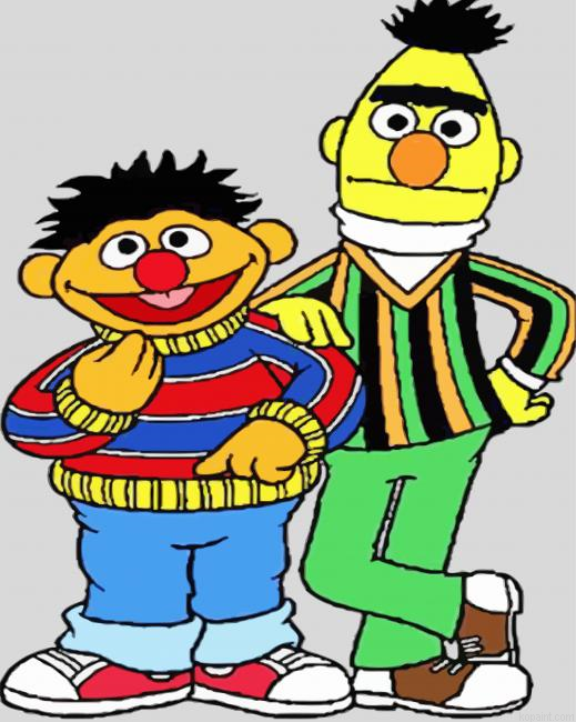 Bert And Ernie Cartoon Painting By Numberss.png