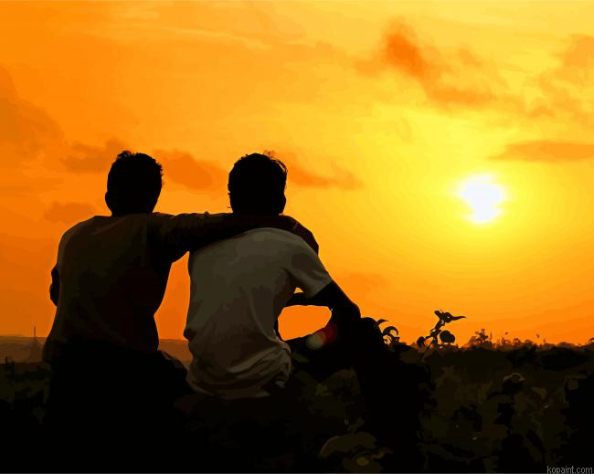 Best Friends Silhouette Painting By Numberss.png