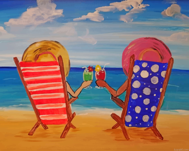 Besties In Beach Painting By Numberss.png