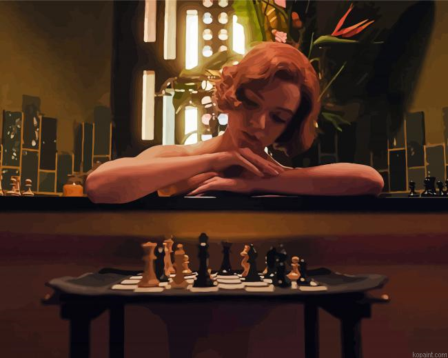 Beth Harmon Playing Chess Game Painting By Numberss.png