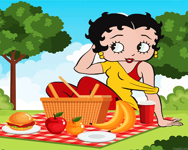 Betty Boop Enjoying Her Picnic Painting By Numberss.png