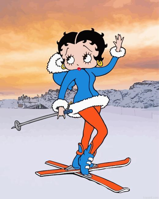 Betty Boop Skiing Painting By Numberss.png