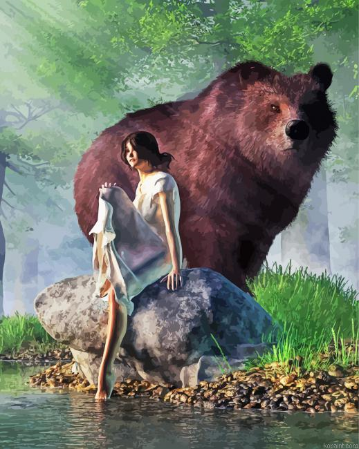 Big Bear And Girl Painting By Numberss.png