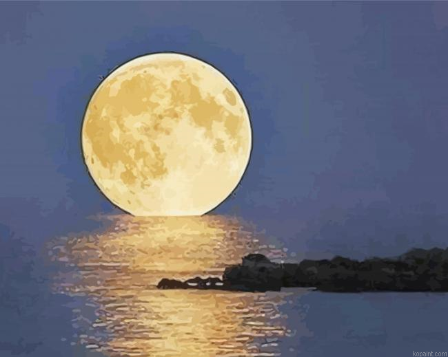 Big Moon And Water Painting By Numberss.png