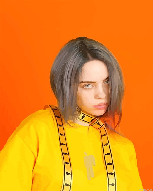Billie Eilish Orange Background New Painting By Numberss.png