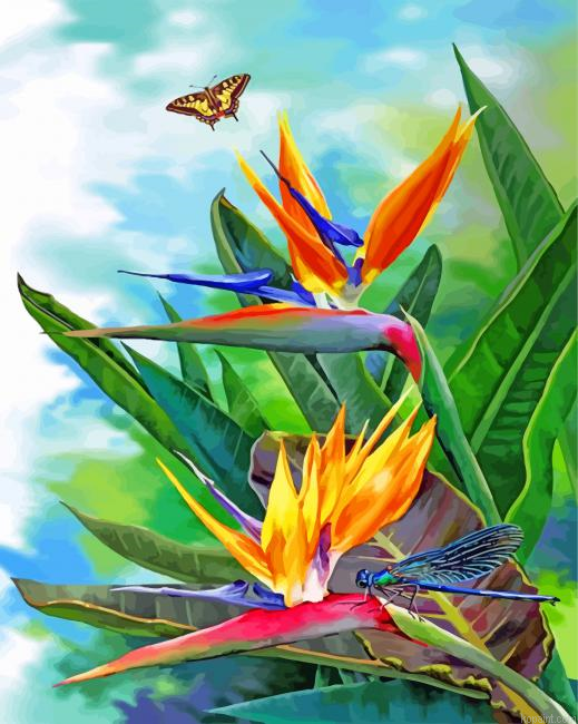 Bird Of Paradise And Butterfly Painting By Numberss.png
