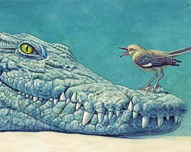 Bird On Alligator Paint By Numbers