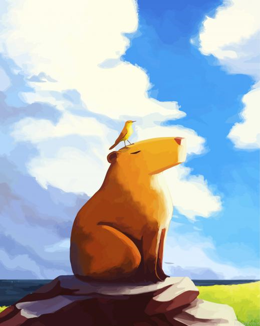 Bird On Capybara Painting By Numberss.png
