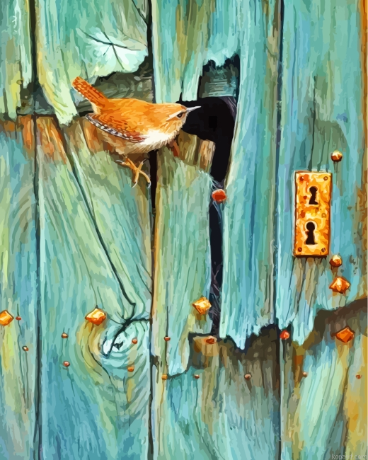Bird On Door Painting By Numberss.png