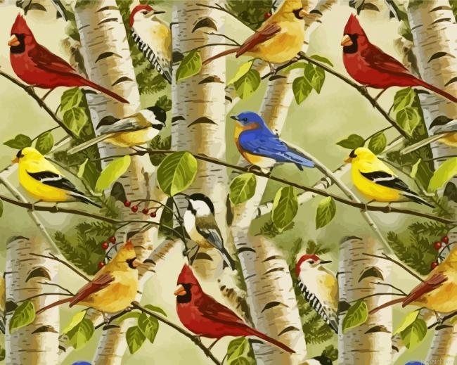 Birds And Birch Trees Painting By Numberss.png