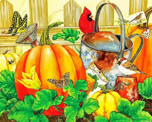 Birds And Pumpkin Painting By Numberss.png
