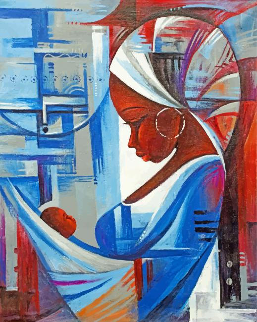 Black African Mother And Child Painting By Numberss.png