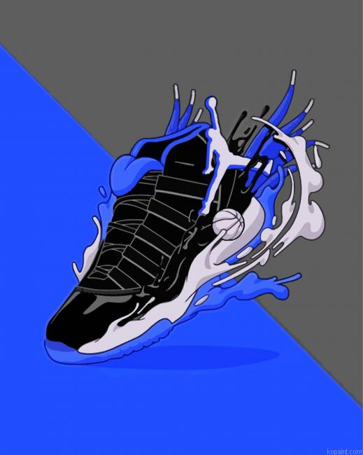Black And Blue Football Boot Painting By Numberss.png