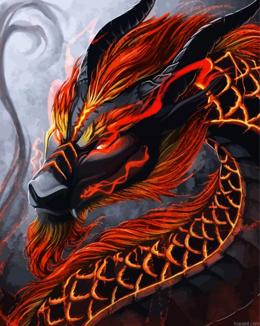 Black And Red Dragon Head Painting By Numberss.png