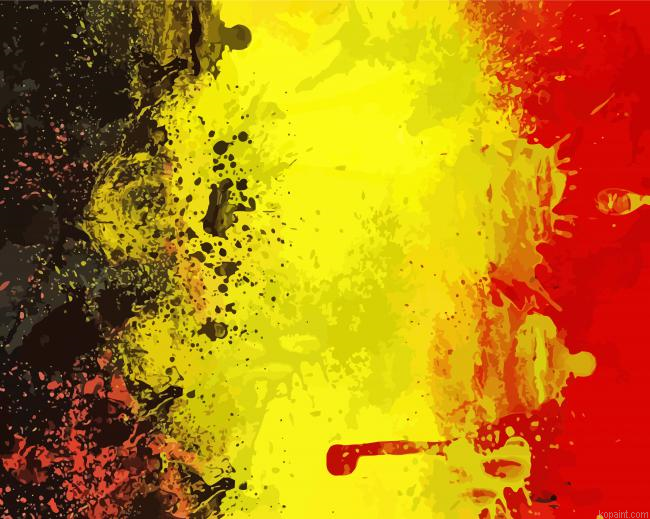 Black And Red Yellow Abstract Painting By Numberss.png