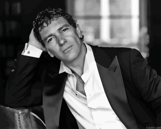 Black And White Antonio Banderas Painting By Numberss.png