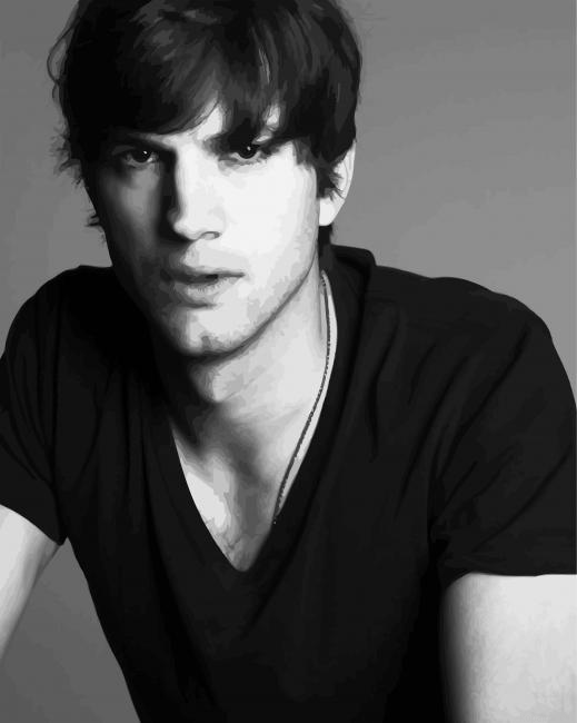 Black And White Ashton Kutcher Painting By Numberss.png