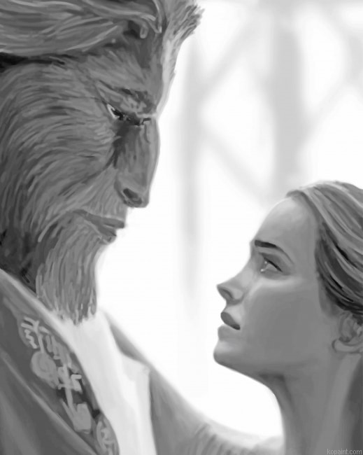 Black And White Beauty And The Beast New Painting By Numberss.png