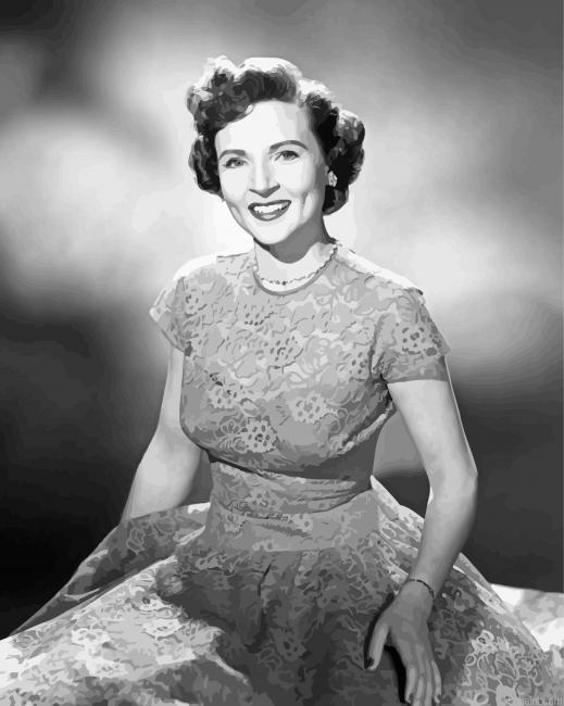 Black And White Betty White Actress Painting By Numberss.png
