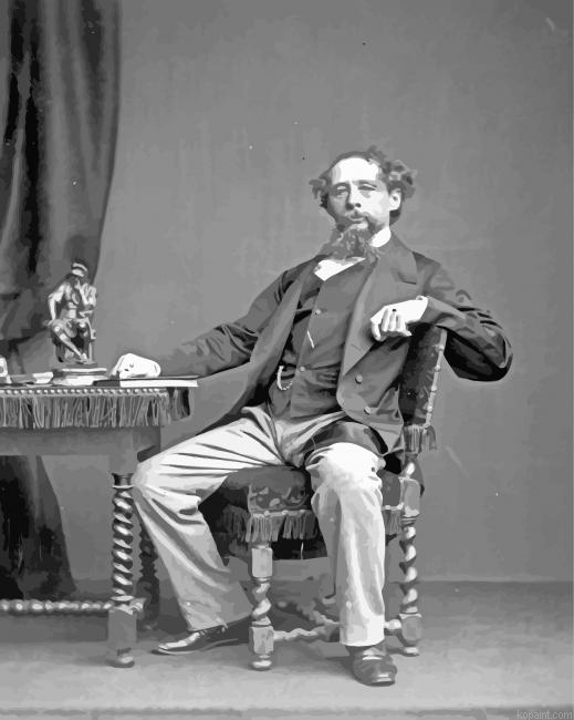 Black And White Cabrles Dickens Painting By Numberss.png