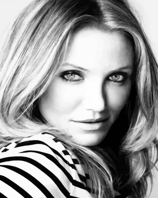 Black And White Cameron Diaz Paint By Numbers.png