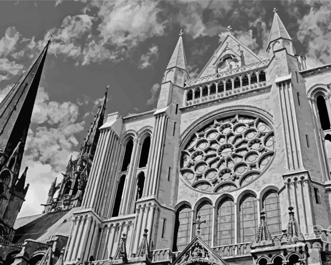 Black And White Chartres Cathedral Painting By Numberss.png