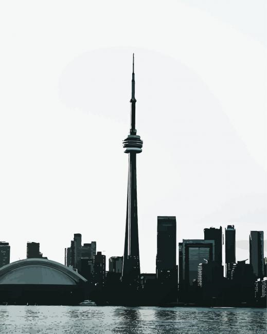 Black And White Cn Tower Painting By Numberss.png
