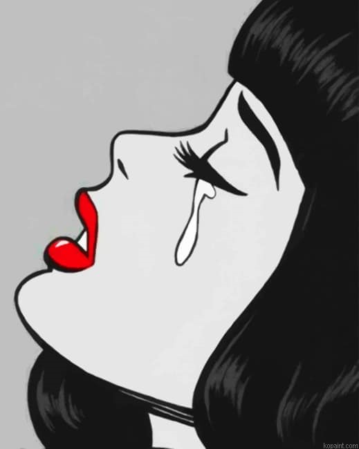 Black And White Crying Girl New Painting By Numberss.png