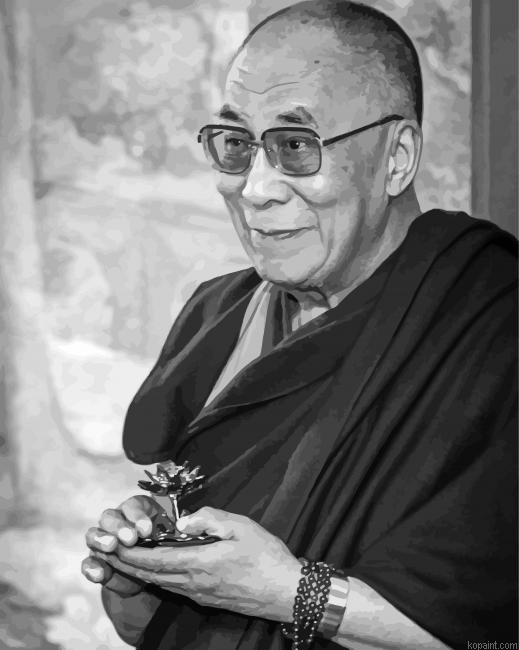 Black And White Dalai Lama Painting By Numberss.png