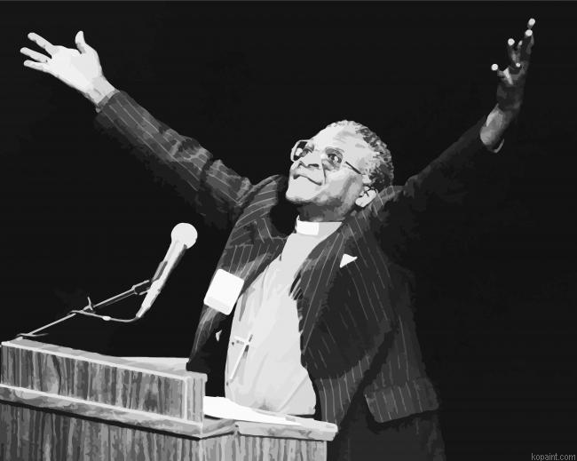 Black And White Desmond Tutu Theologian Painting By Numberss.png