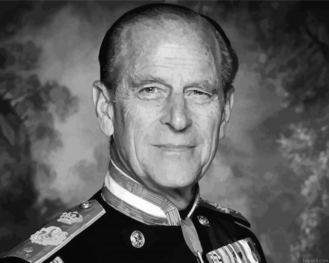 Black And White Duke Of Edinburgh Prince Philip Painting By Numberss.png