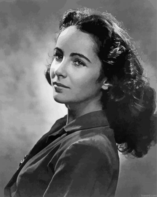 Black And White Elizabeth Taylor Paint By Numbers