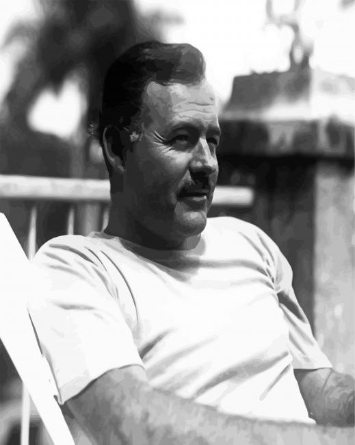 Black And White Ernest Hemingway Painting By Numberss.png