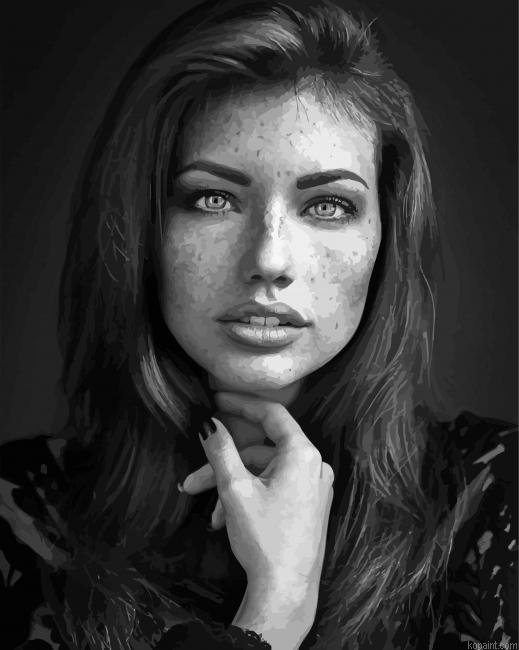 Black And White Female Portrait Painting By Numberss.png