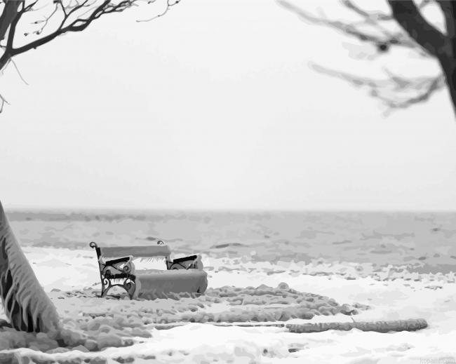 Black And White Frozen Tree Lake Painting By Numberss.png