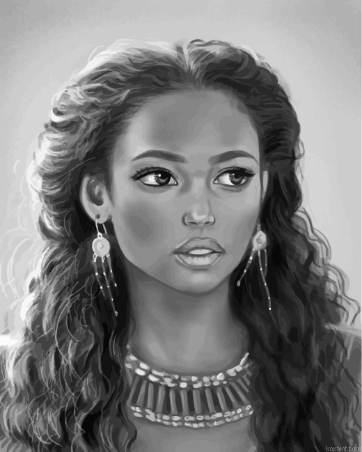 Black And White Gorgeous Woman Painting By Numberss.png